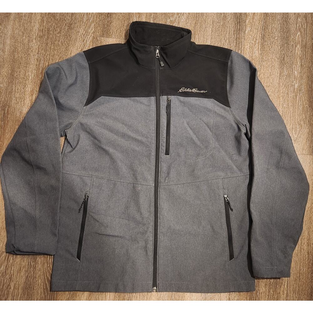 Men's Eddie Bauer Medium Polyester Jacket Gray & Black Coat*